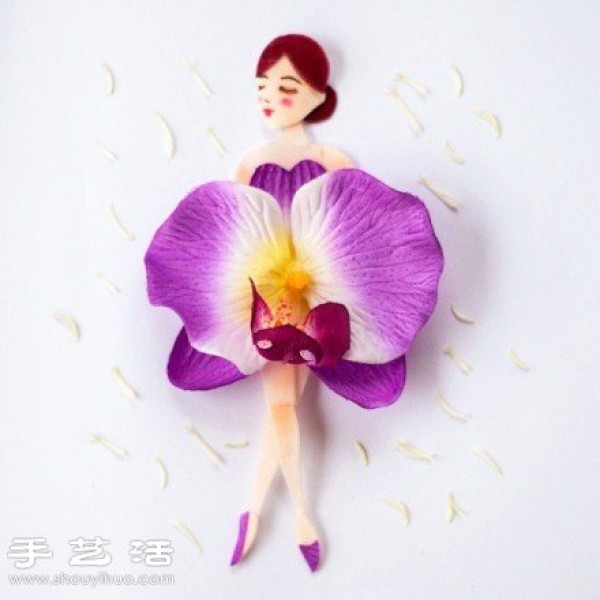 Paper-cut man + DIY dancing girl with flower petals