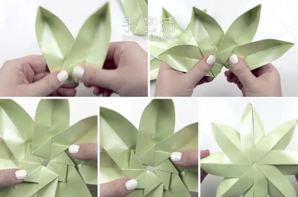 Video tutorial on origami eight-petaled lotus including how to fold petals and leaves