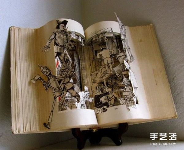 Artistic three-dimensional paper sculpture pictures of sculptures in classic books