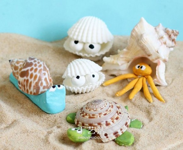 Clay and shells handmade cute sea creatures