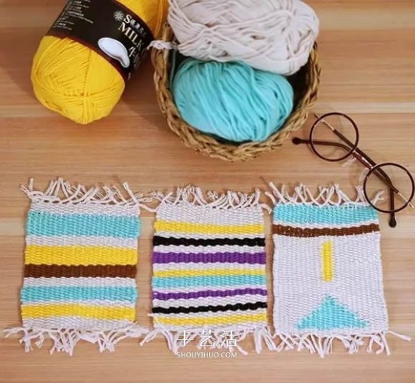 Super simple coaster knitting method, how to knit a fresh square coaster