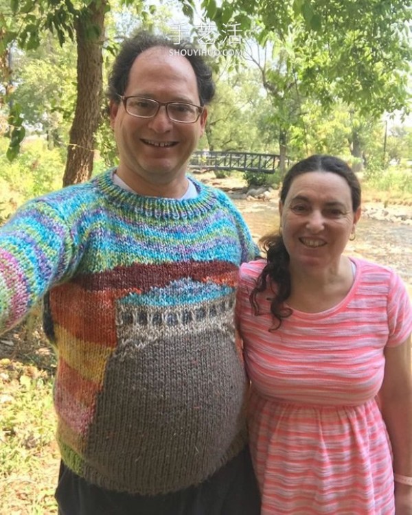 A man knits a sweater by hand, then travels to a specific area to wear it! 