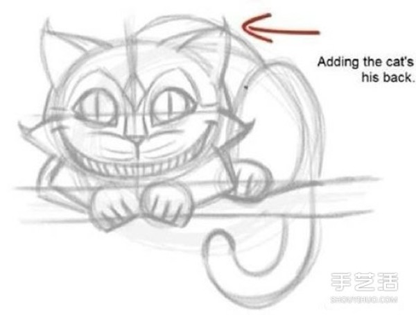 "Alice in Wonderland" Cheshire Cat pencil sketch tutorial picture