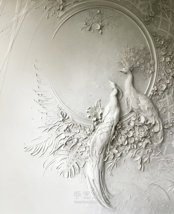 Can you take this wall home? Exquisite and gorgeous peacock relief work