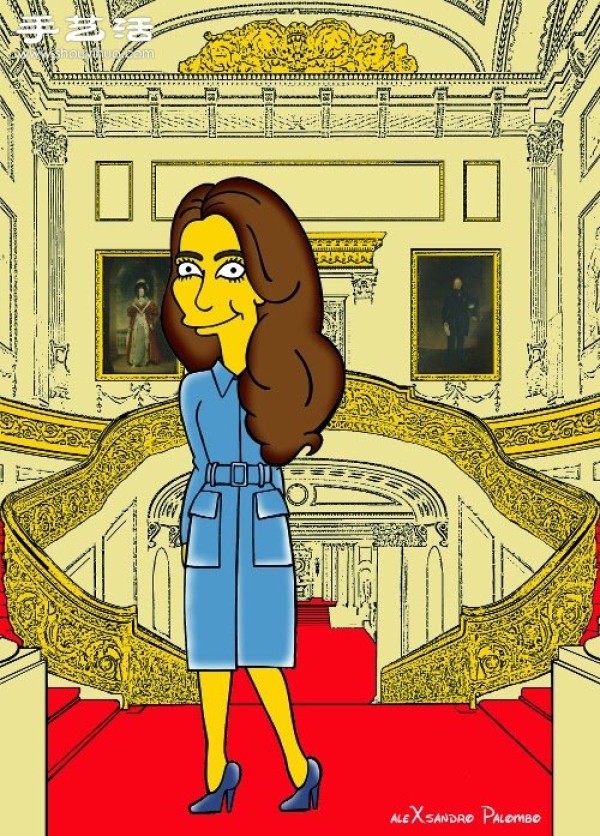 Simpsons spoof illustration: Yellow-skinned Princess Kate is equally fashionable