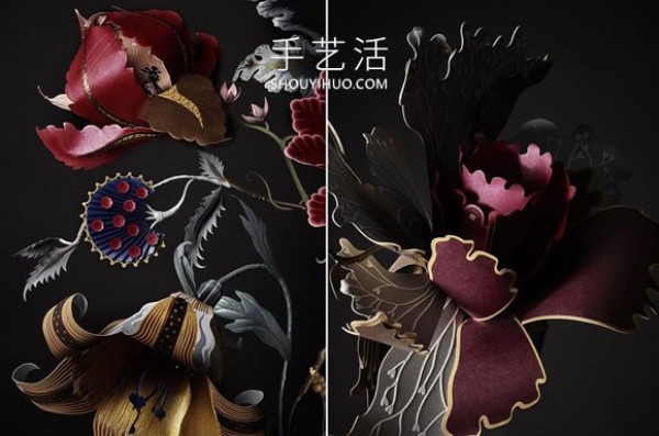 Paper carving artist creates handmade 3D paper flowers like gems