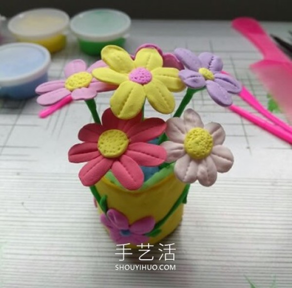 Tutorial on how to make cute potted plants by hand using ultra-light clay