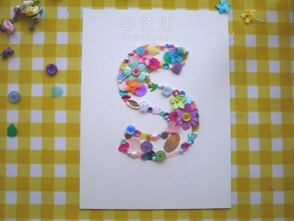 Collect baubles to collage and make beautiful letter decorations! 