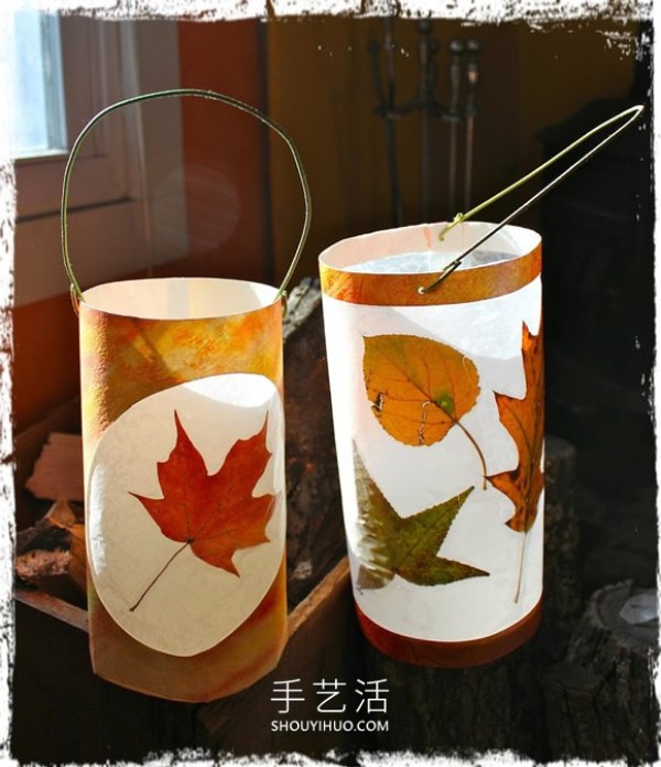 How to make handmade Mid-Autumn Festival lanterns with fallen leaves in autumn