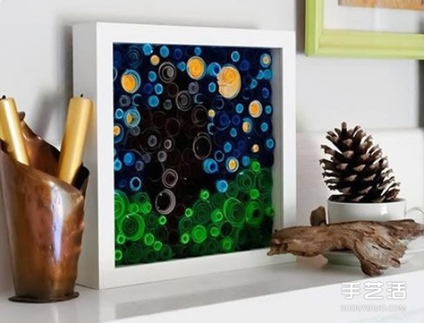 Roll paper decorative painting DIY production tutorial, beautiful starry night sky