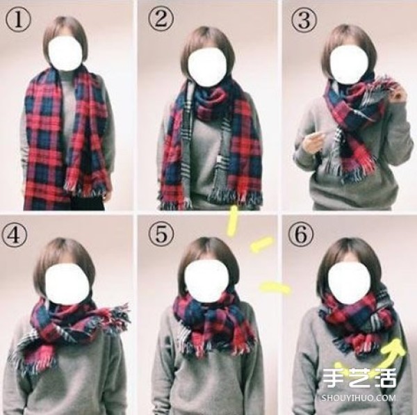 Illustrations of how to tie a literary and artistic scarf, a simple way to tie a scarf and a good-looking way