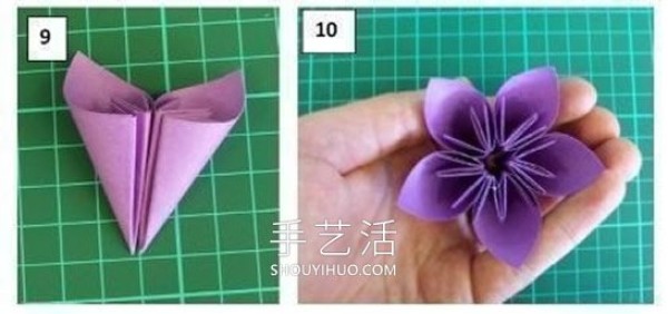 Illustrated tutorial on the folding method of simple origami three-dimensional cherry blossoms