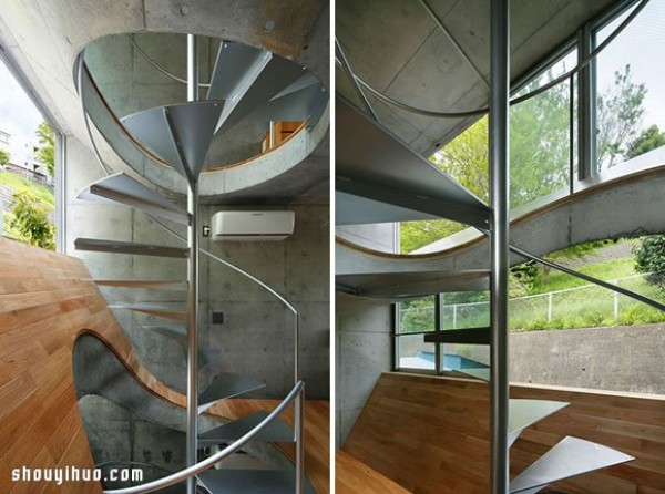 Japanese folding screen Ura House: wonderful floor recessed overlapping design