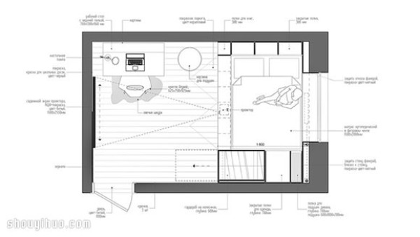 13 square meters small apartment decoration to create a bedroom with super storage capacity