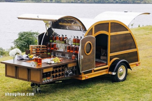 Camper van concept mobile bar designed to open outdoor parties at any time