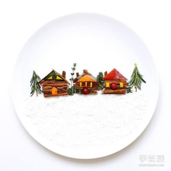 Artistic creative DIY on the plate allows the ingredients to be arranged in beautiful patterns