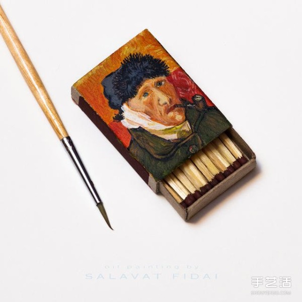 Micro Art: Hand-painted Van Goghs classic paintings on matchboxes