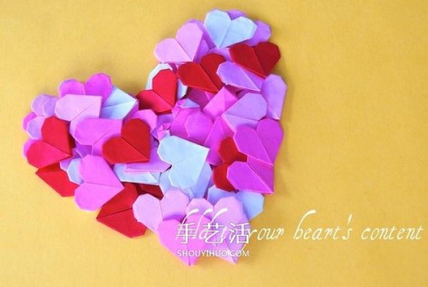 Illustration of how to fold a simple paper heart, DIY creative expression of love on Valentines Day