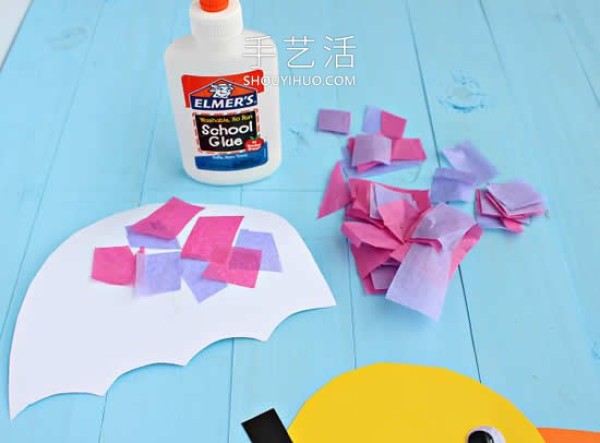 A rainy day duck paper sticker hand-making tutorial