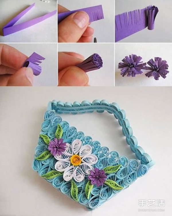 How to make a quilled paper bag and how to make a handmade quilled paper handbag with illustrations