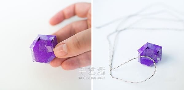 Handmade three-dimensional diamonds from cardboard become Valentines Day confession ornaments