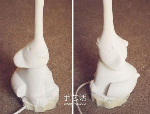 How to make a little elephant desk lamp lamp holder with foam board and plaster mold DIY little elephant lamp holder