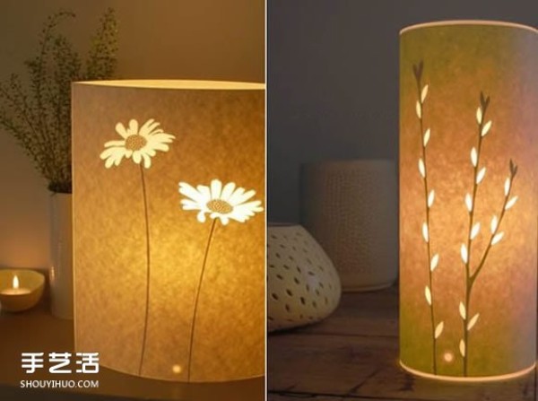 Beautiful handmade paper lamp, DIY flower and bird pattern carved paper lamp