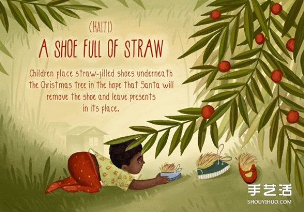 Follow the illustrations and try to understand the Christmas and New Year traditions of various countries around the world