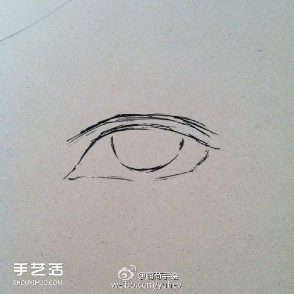 The basic drawing steps of a dashing male eye sketch