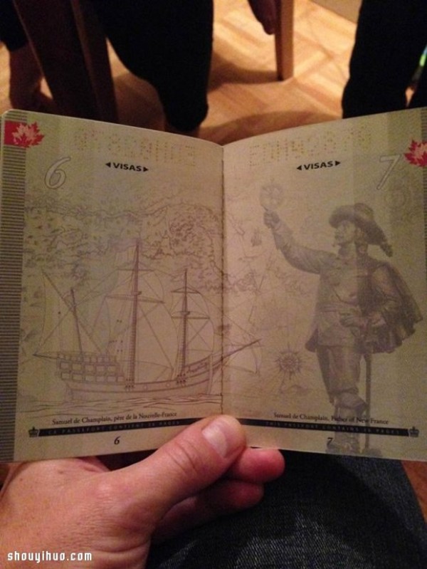 The super gorgeous picture of Canadian passport after being illuminated by ultraviolet light