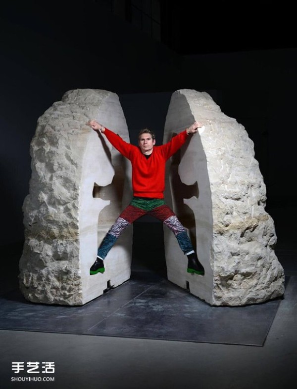 Performance artists new work appreciates life hatching eggs in a boulder