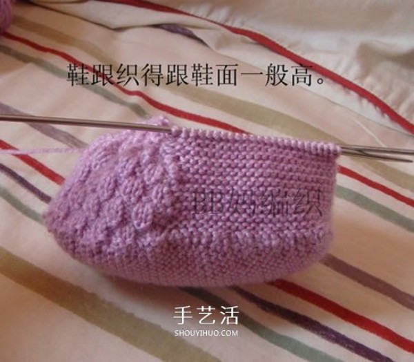 Stand-knitted baby warm woolen shoes for high-tubed baby shoes with stick-stitch weaving