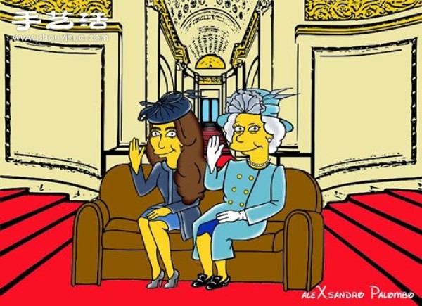 Simpsons spoof illustration: Yellow-skinned Princess Kate is equally fashionable