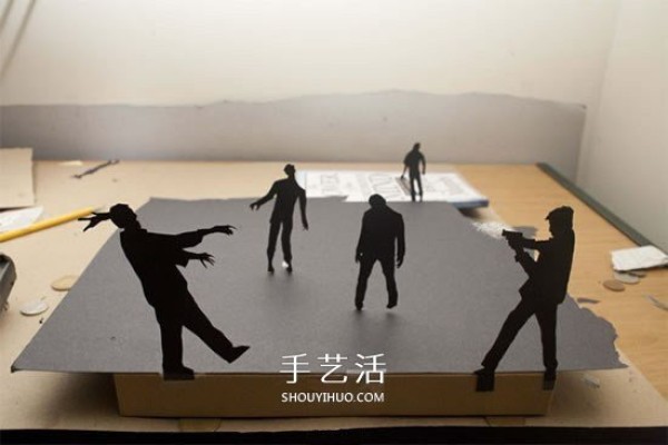 Charming cardboard paper-cut DIY vivid silhouette photos