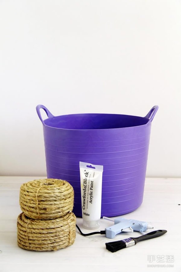 DIY hemp rope flower basket cover method, plastic bucket handmade flowerpot cover