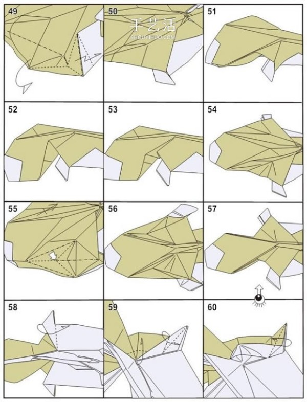 The shape is super realistic and natural! Step-by-step illustration of how to fold HTQ fox