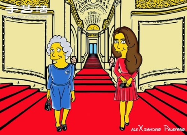 Simpsons spoof illustration: Yellow-skinned Princess Kate is equally fashionable