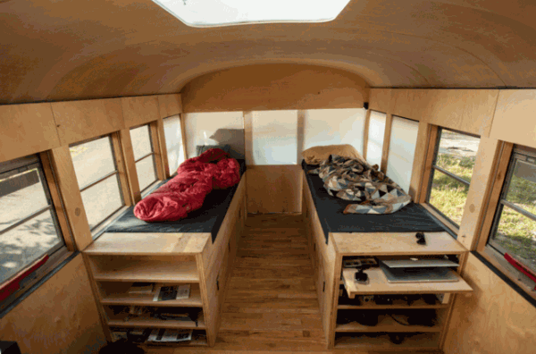 Old bus DIY converted into an oversized RV