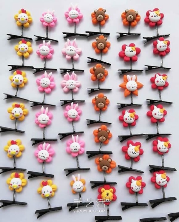 Tutorial on how to make hand-made animal flower hair clips with ultra-light clay