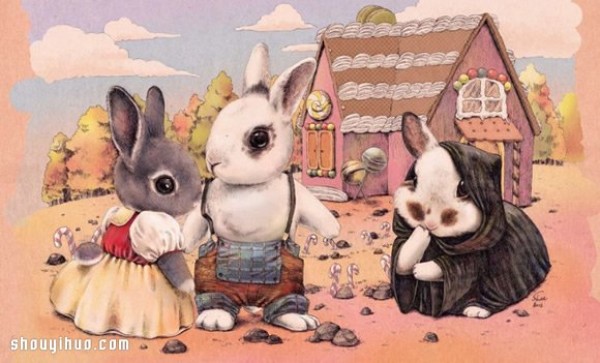 When a Rabbit Meets a Healing Hand Drawing by the Famous Painting and Illustrator Shae