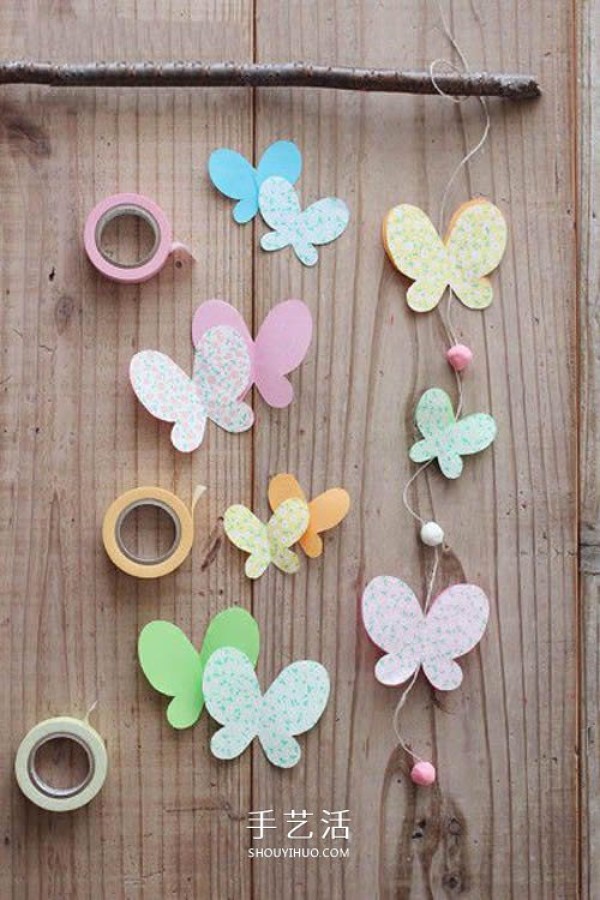 How to make butterfly ornaments with illustrations of handmade butterfly decorations from colored paper