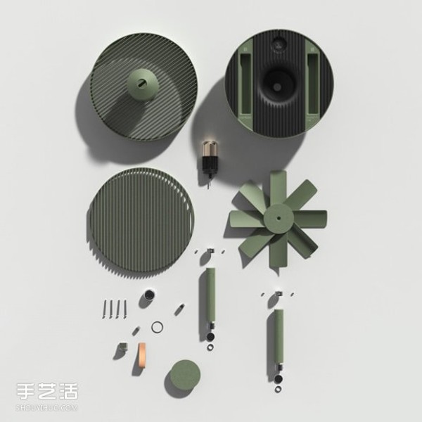 The space-saving creative design of the Conbox electric fan that is easy to take apart and put away