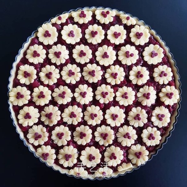 The cake crust design with complex patterns is beautiful before and after baking! 