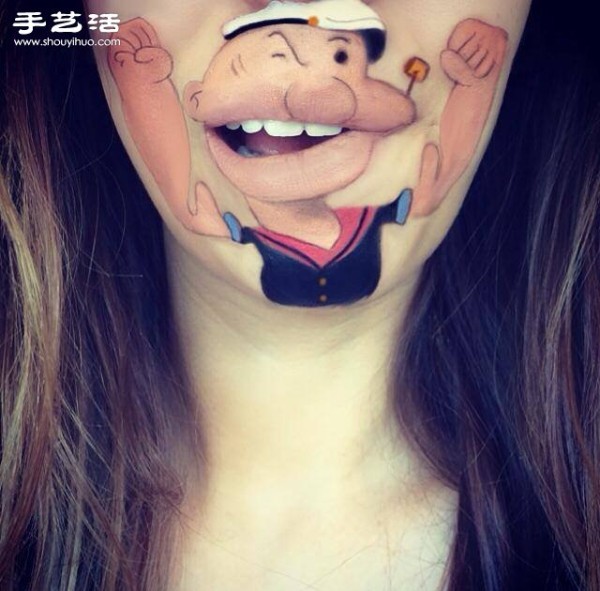 Interesting paintings by a lip makeup artist using the face as the canvas