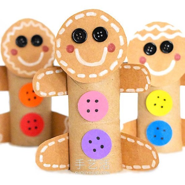 Tutorial on how to make gingerbread men from paper rolls