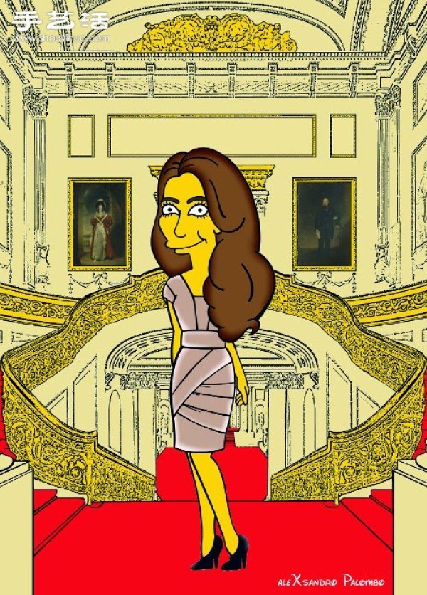 Simpsons spoof illustration: Yellow-skinned Princess Kate is equally fashionable