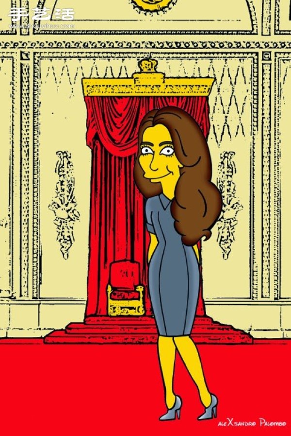 Simpsons spoof illustration: Yellow-skinned Princess Kate is equally fashionable