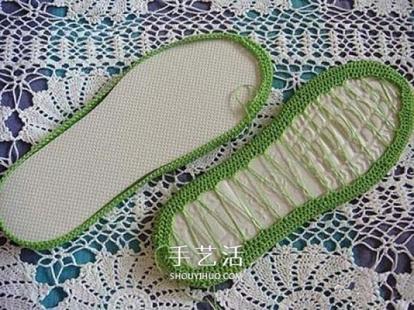 Illustration of hand-woven flip-flops with lively colors and weave