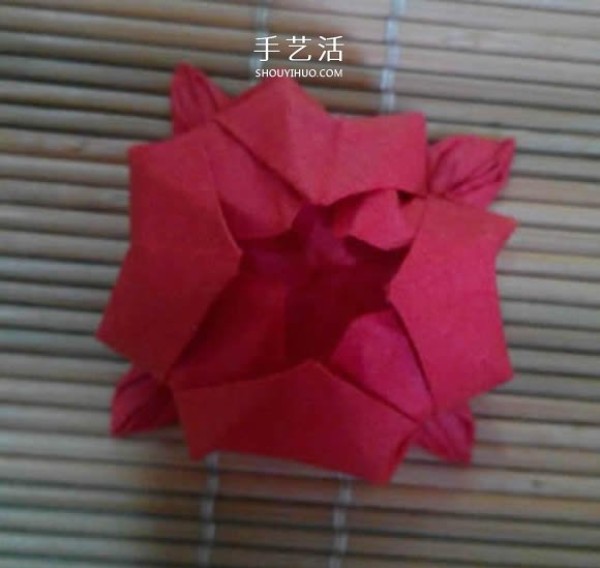 Illustration of the origami method of a lotus that is about to fully bloom