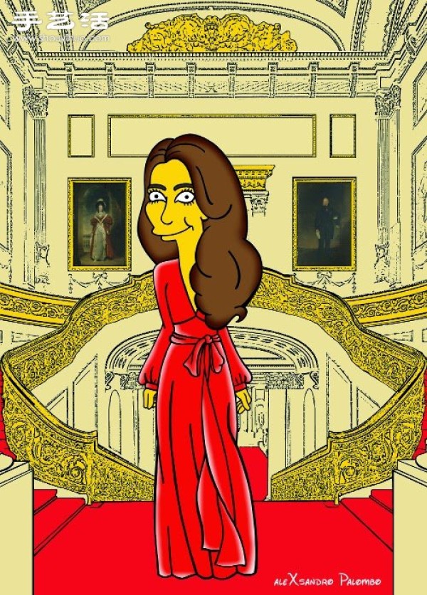 Simpsons spoof illustration: Yellow-skinned Princess Kate is equally fashionable